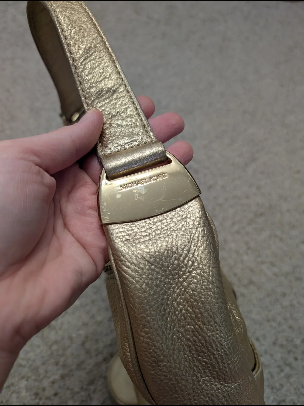 Michael Kors Metallic Gold Leather Hobo  Shoulder Bag